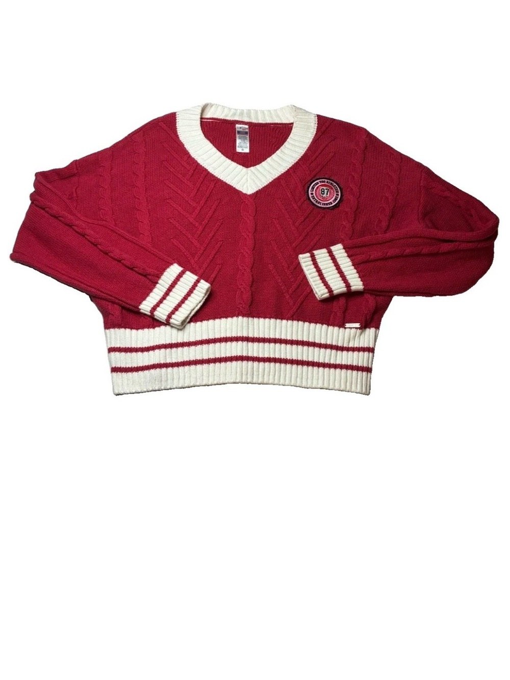 vintage Limited Too V-Neck Sweater Varsity Core Y2K school girl Academia Crop